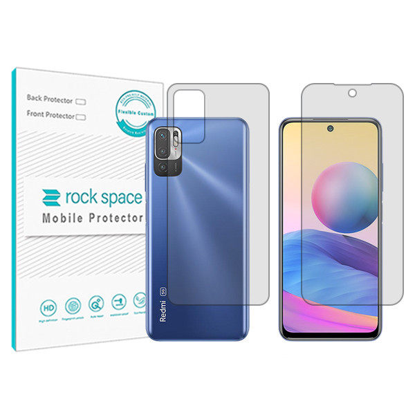 محافظ صفحه نمایش شفاف راک اسپیس مدل HyGEL مناسب برای گوشی موبایل شیائومی Redmi Note 10 5G به همراه محافظ پشت