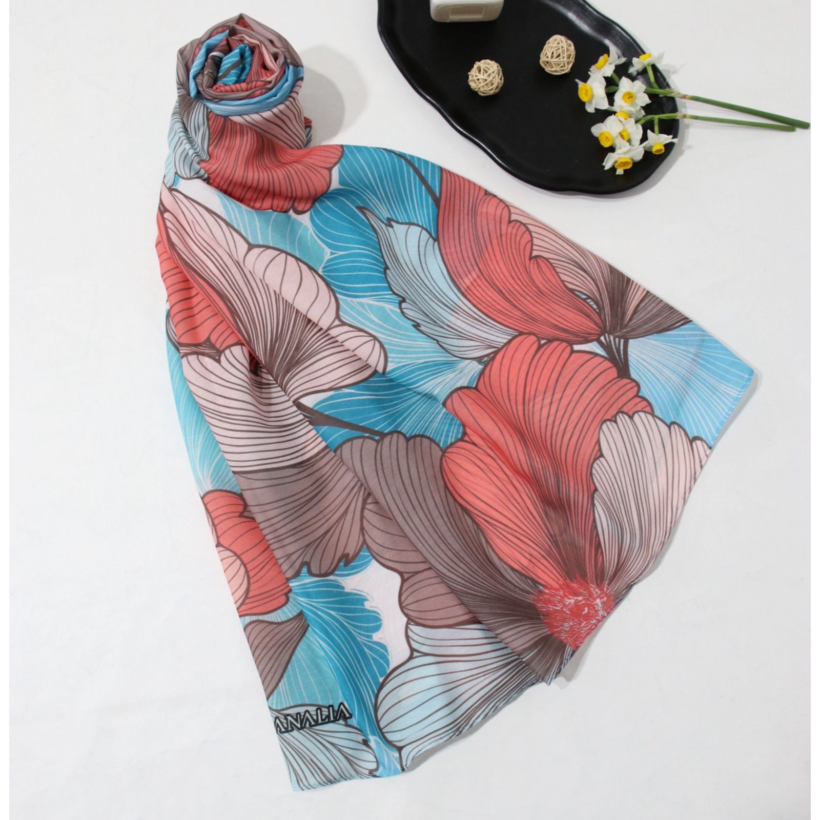 شال زنانه مدل نخی تابستانه جدید گل درشت کد a-3087 -  - 8