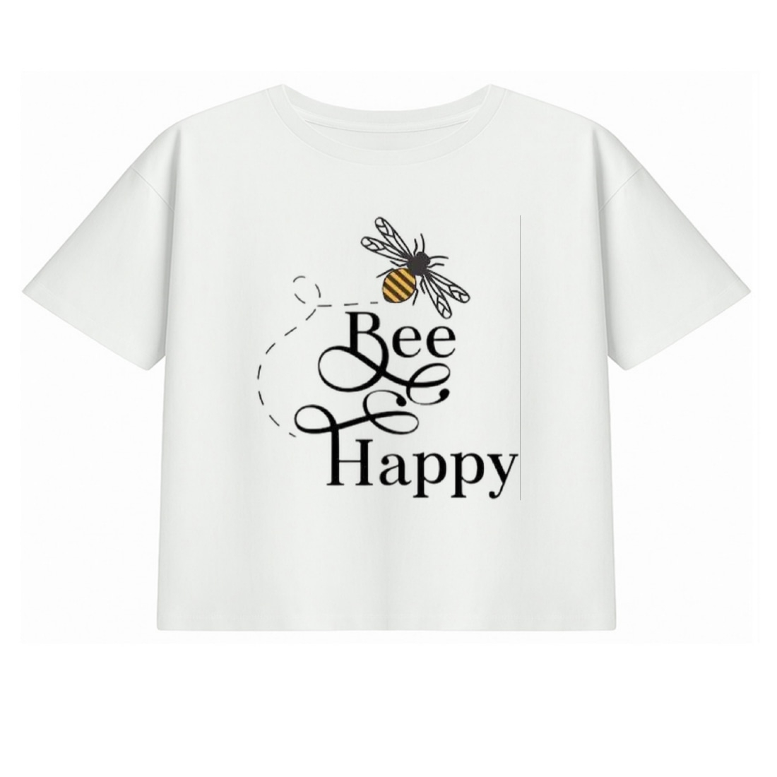 کراپ تی‌شرت آستین کوتاه زنانه مدل bee happy