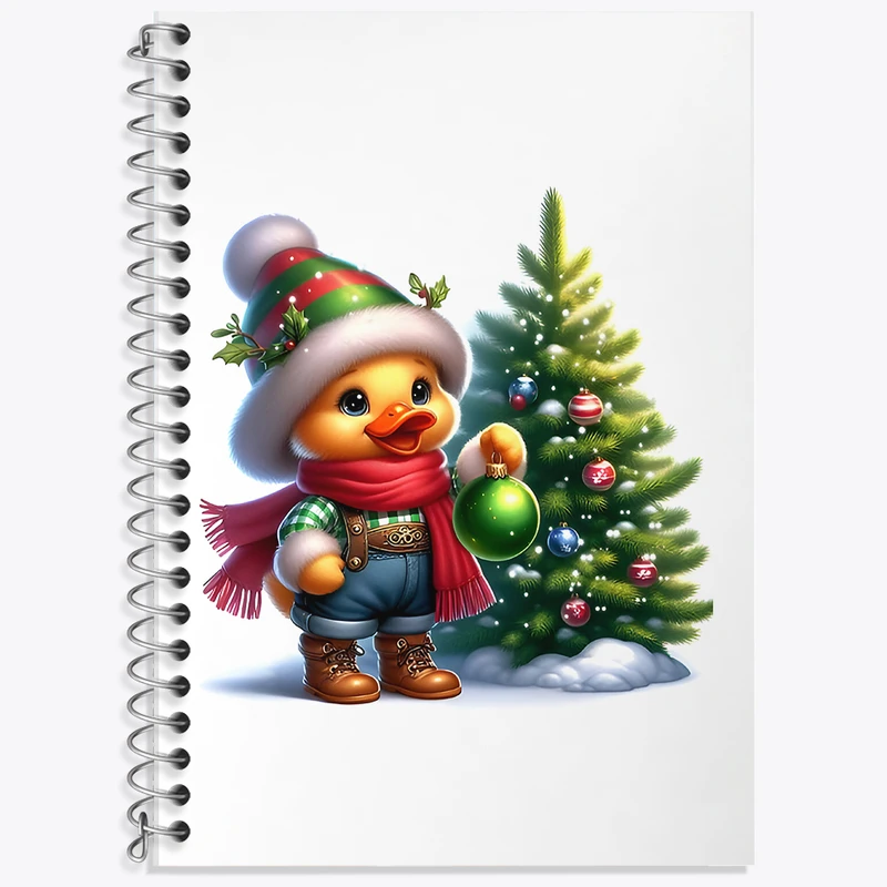 دفتر زبان 50 برگ خندالو مدل سه خط طرح اردک کریسمس کد F8072