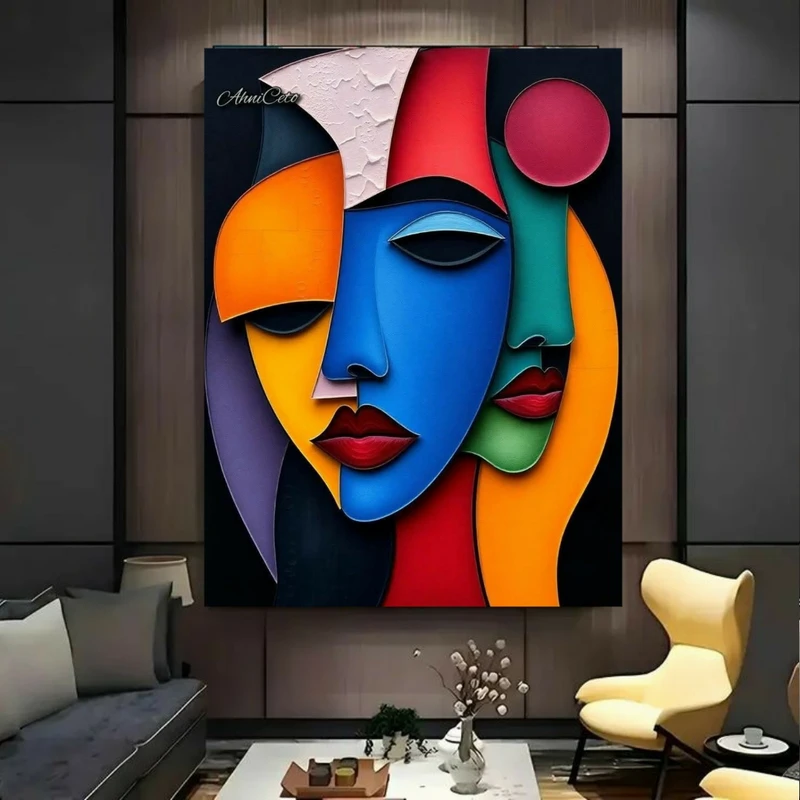 تابلو بوم طرح مخمل انتزاعی مدل ترکیب چره کد GR1811