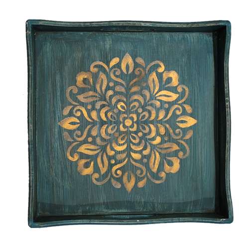 سینی چوبی مدل پتینه کاری سما