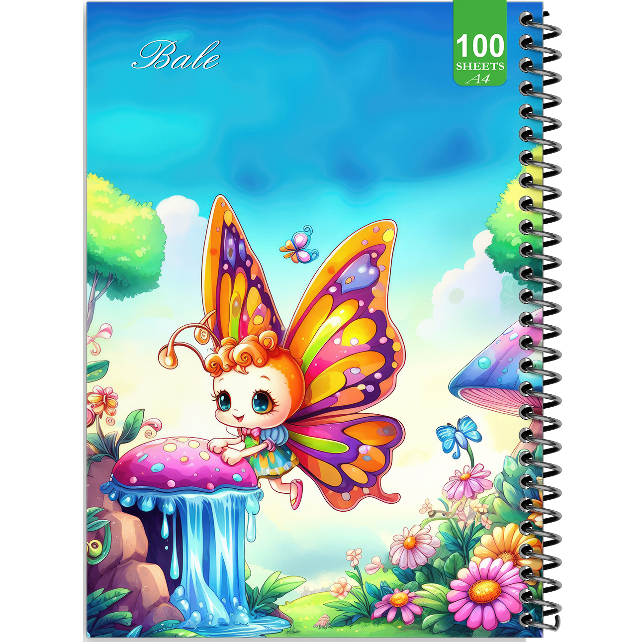 دفتر نقاشی 100 برگ بله مدل رحلی طرح فانتزی پروانه زیبا کد A4-N355