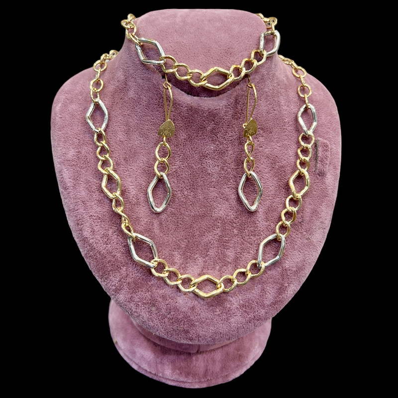 نیم ست طلا 18 عیار زنانه مدل زنجیری