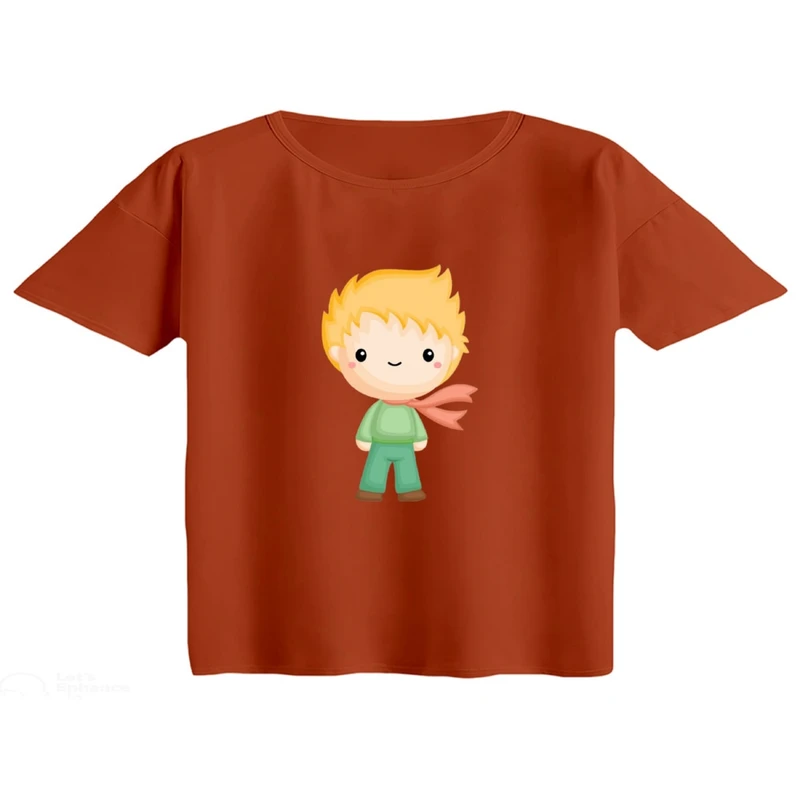 کراپ تی‌شرت آستین کوتاه زنانه مدل شازده کوچولو کد 2