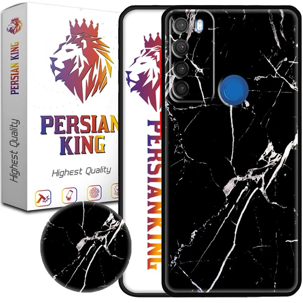کاور پرشین کینگ مدل BLK Granit 21 مناسب برای گوشی موبایل شیائومی Redmi Note 8 به همراه پایه نگهدارنده