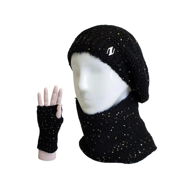 ست کلاه و شال گردن و دستکش بافتنی زنانه مدل MDSS-CH5286