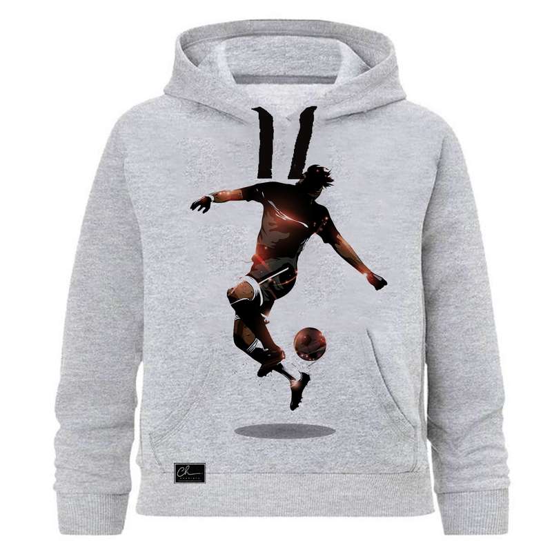 هودی پسرانه طرح فوتبالی کد J122 رنگ طوسی