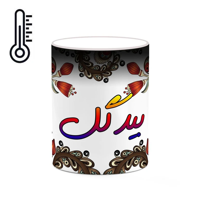 ماگ حرارتی کاکتی مدل اسم بیدگل طرح سنتی گل و بته کد mgh44284