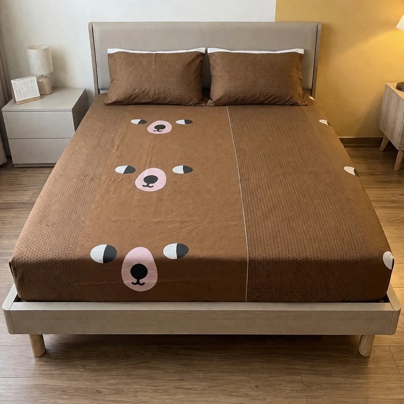 سرویس ملحفه 2 نفره 3 تکه مدل کش دار طرح teddy