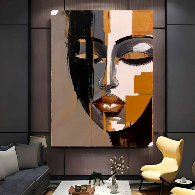 تابلو بوم طرح مخمل نقاشی چهره مدل مدرن کد BK24406