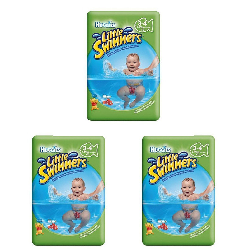 پوشک استخری هاگیز مدل swimmer سایز 3 بسته 12 عددی مجموعه 3 عددی