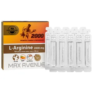 ویال ال آرژنین با طعم پرتقال مکس اونیو - 2000 میلی گرم بسته 10 عددی