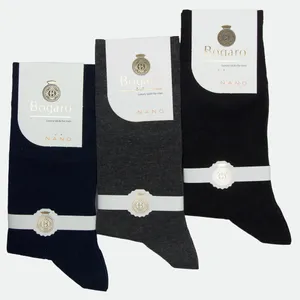 جوراب ساق بلند مردانه بوگارو مدل نانو نخی  مجموعه 3 عددی