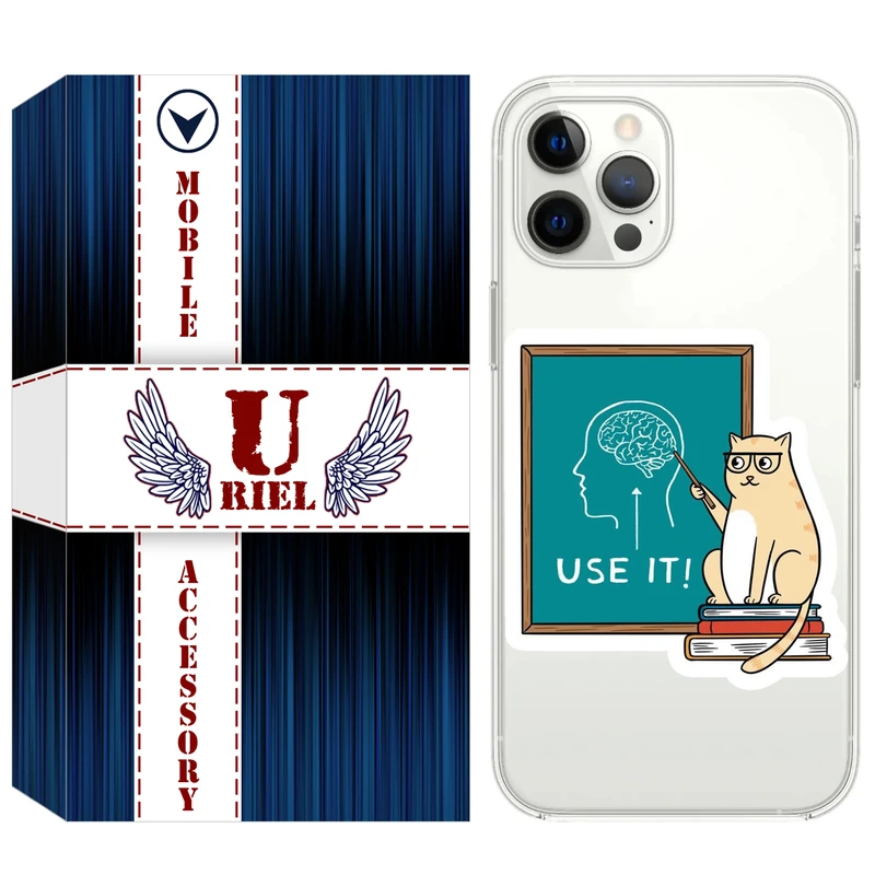کاور یوریل مدل Clear کد 95 طرح گربه عاقل مناسب برای گوشی موبایل اپل iPhone 12 Pro