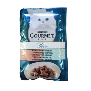 پوچ گربه بالغ گورمت مدل نچرال طعم ماهی سالمون و کولی وزن 85 گرم