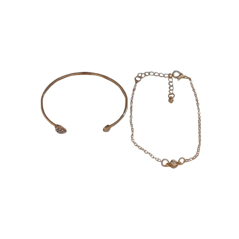 دستبند زنانه مدل دو قلب و زنجیری مجموعه 2 عددی