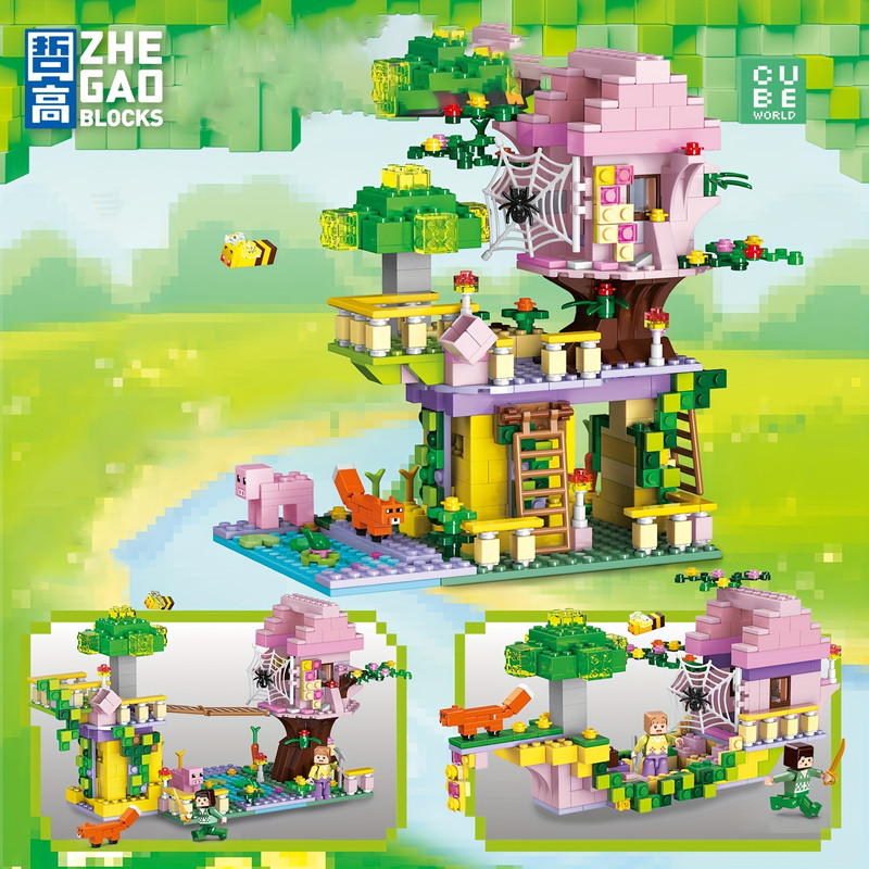 ساختنی 506 تکه مدل خانه درختی ماینکرفت طرح CUBE WORLD کد 981010