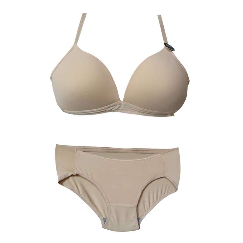 ست شورت و سوتین زنانه مدل 234 بدون فنر رنگ کرم