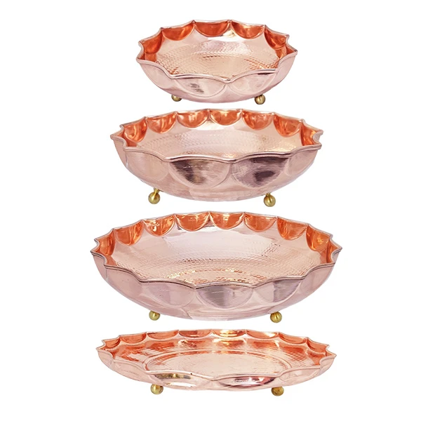 ست ظروف پذیرایی مسی مدل آفتاب گردان کد ZH321 بسته چهار عددی