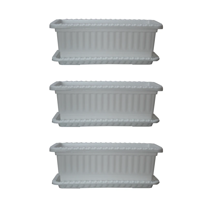 گلدان مدل پلاستیکی مستطیل کد Go42-03 مجموعه 3 عددی