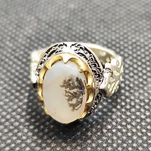 انگشتر نقره مردانه مدل سنگ عقیق شجر قاین کد Shagar65