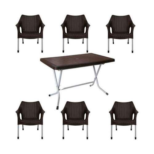 میز و صندلی ناهارخوری 6 نفره ناصر پلاستیک مدل 991521