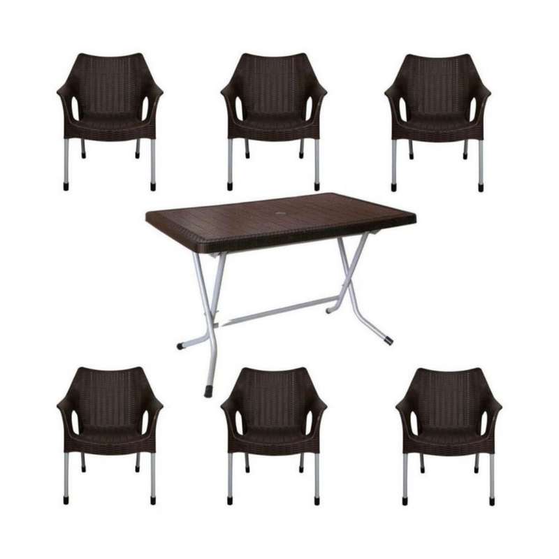 میز و صندلی ناهارخوری 6 نفره ناصر پلاستیک مدل 991521