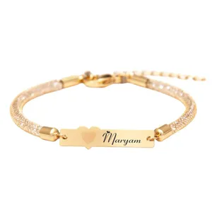 تخفیف دستبند بند و طلا 18 عیار زنانه لیردا مدل اسم مریم 30309