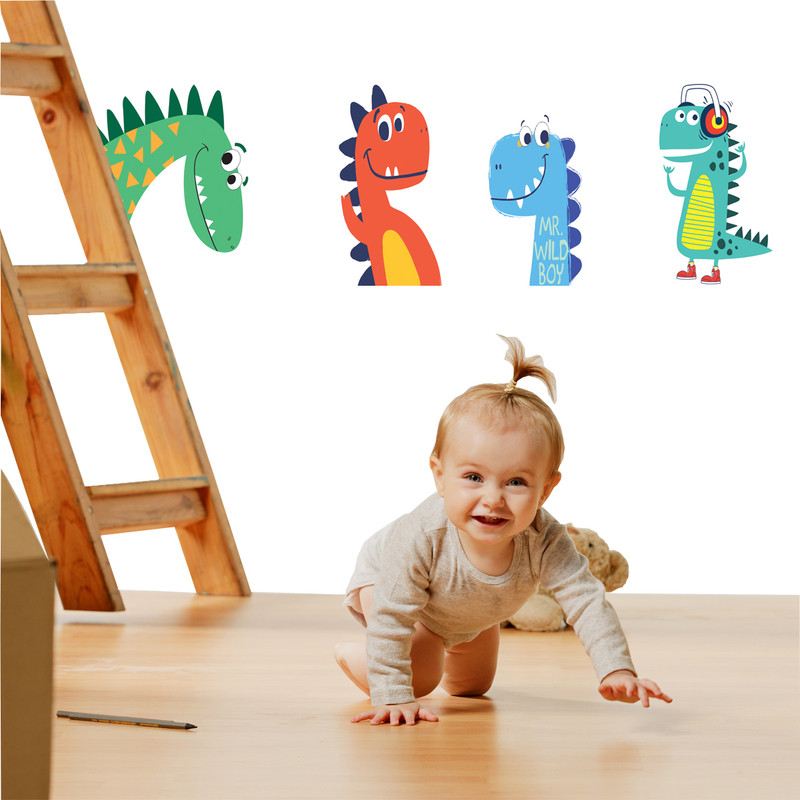 استیکر دیواری کودک مدل دایناسور بسته 4 عددی