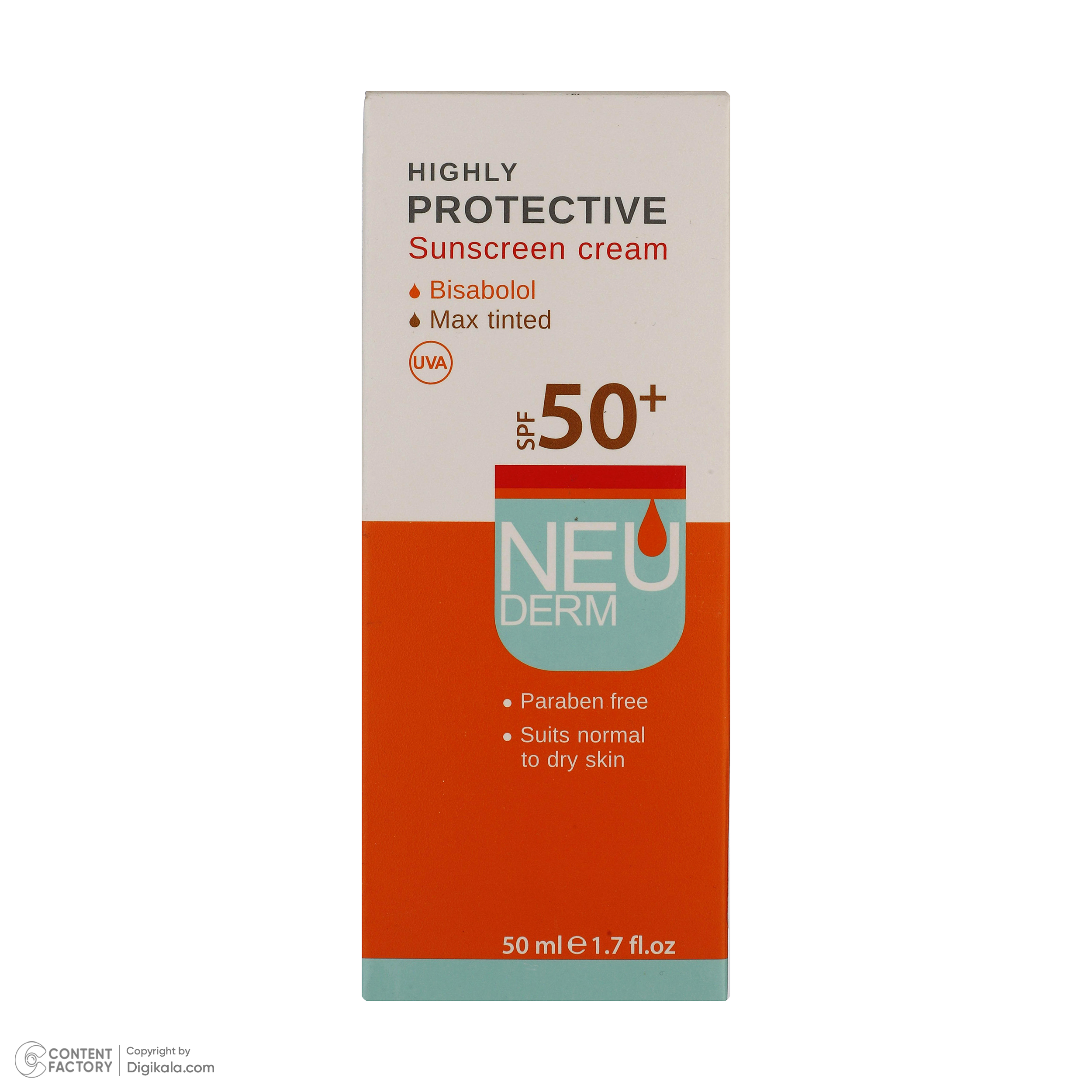کرم ضد آفتاب رنگی نئودرم +SPF50 مدل Highly Protective مناسب پوست های انواع پوست حجم 50 میلی لیتر -  - 6