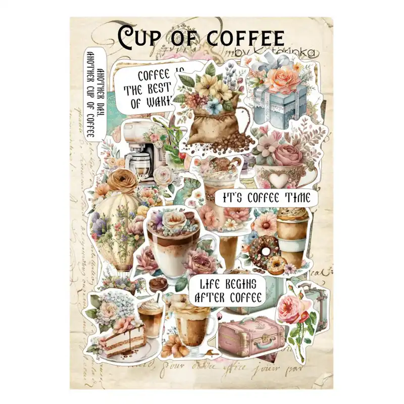 کارت پستال مدل Cup of coffee بولت ژورنال و اسکرپ بوک