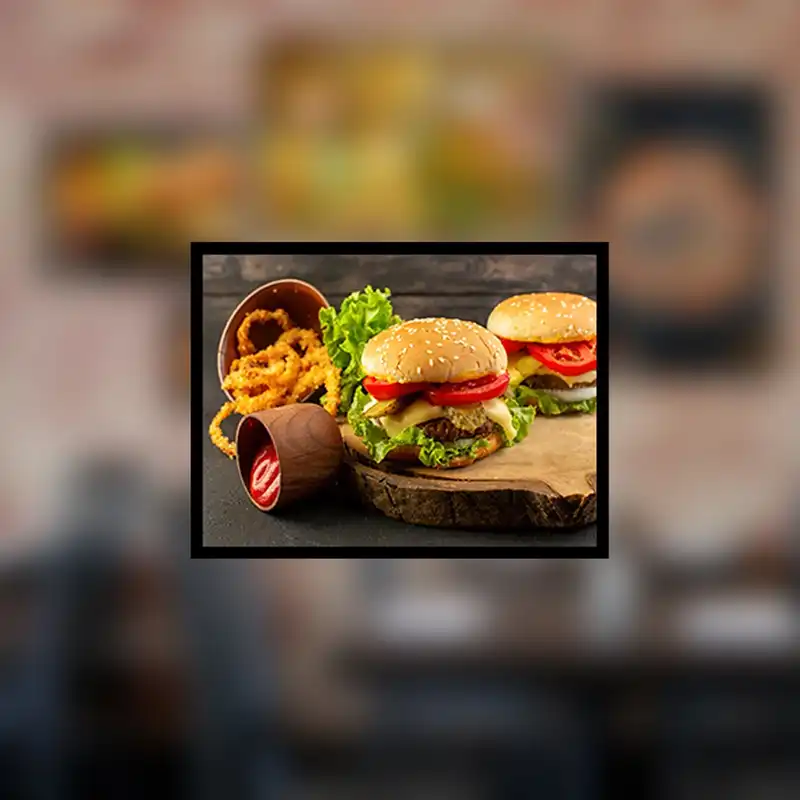 تابلو بکلیت طرح رستورانی فست فود پیتزا و همبرگر مدل B-699 مجموعه 5 عددی