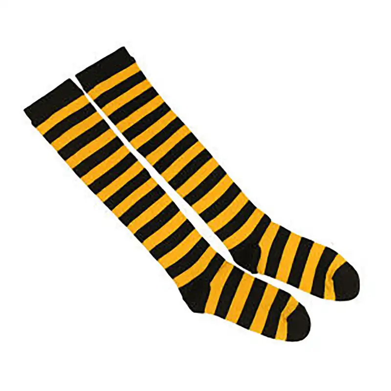 جوراب ساق بلند بچگانه مدل راه راه رنگ زرد