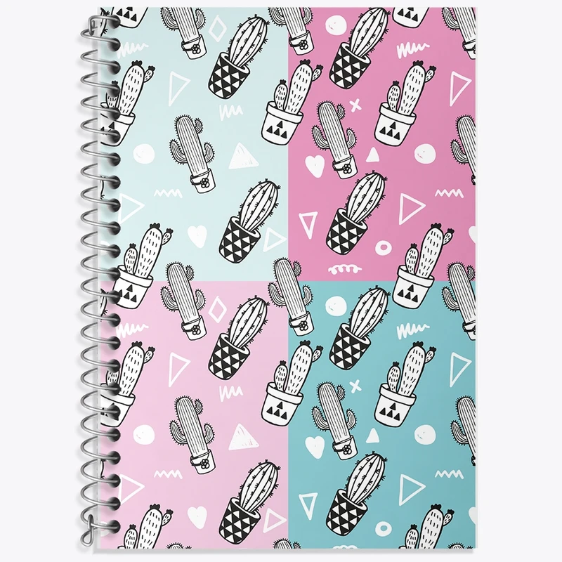 دفتر زبان 50 برگ خندالو مدل سه خط طرح کاکتوس کد N782