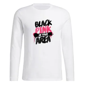 تی شرت آستین بلند زنانه مدل BLACKPINK  کد P45 رنگ سفید