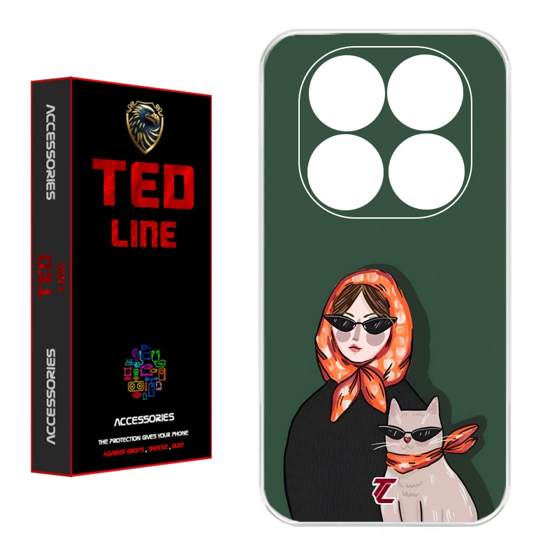 کاور تدلاین طرح دختر و گربه کد 1143 مناسب برای گوشی موبایل شیائومی Redmi Note 14 Pro Plus 5G