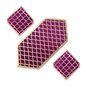  ست رومیزی 3 تکه مدل مراکشی چرم مخمل کد V003
