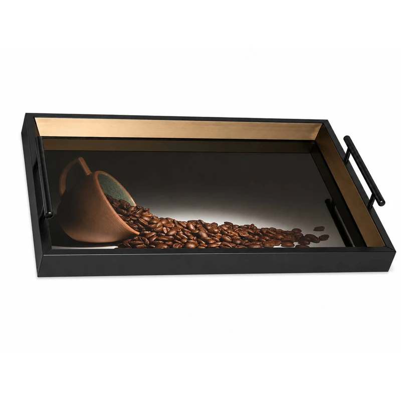 سینی طرح قهوه مدل دکوراتیو سایز 40*30 سانتی متر