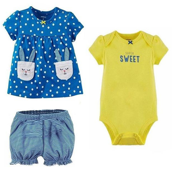 ست 3 تکه لباس نوزادی دخترانه کارترز مدل BA-303