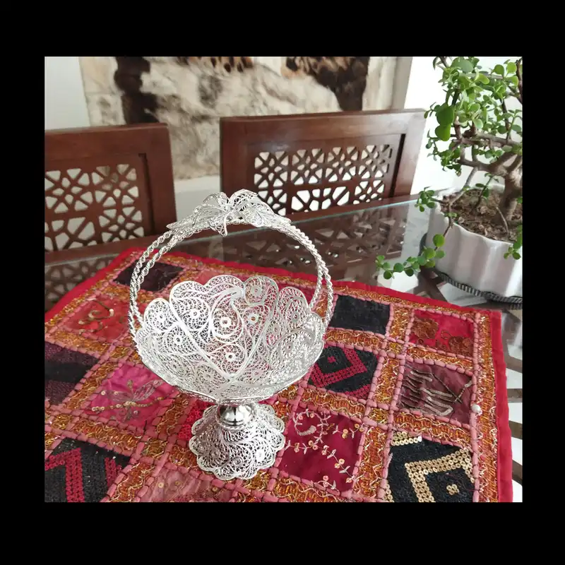 شکلات خوری ملیله کاری مدل دسته گلی کدF140