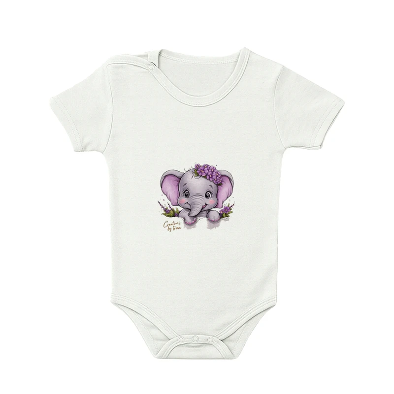 بادی آستین کوتاه نوزادی مدل فیل کوچولو کد 00