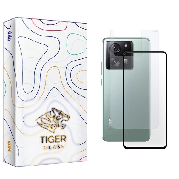 محافظ صفحه نمایش شیشه ای تایگر گلس مدل APL2 مناسب برای گوشی موبایل شیائومی 13T  به همراه محافظ پشت گوشی