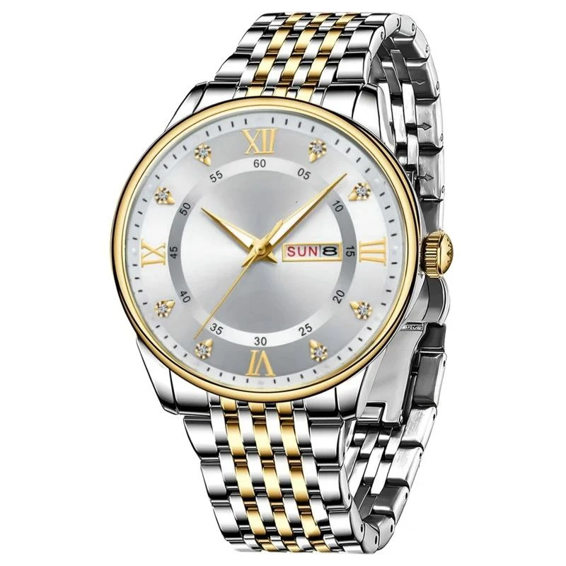 ساعت مچی عقربه‌ای مردانه کوارتز مدل دی دیت نگینی کد 06