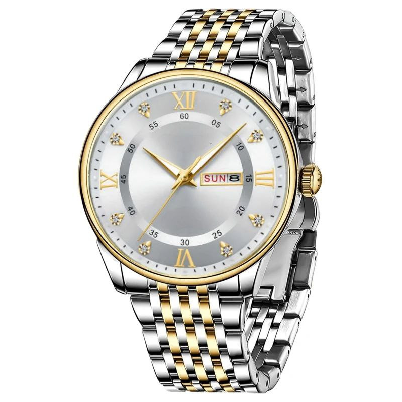 ساعت مچی عقربه‌ای مردانه کوارتز مدل دی دیت نگینی کد 06