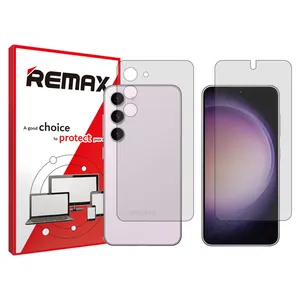 Remax HyGEl transparent display screen protector suitable for Samsung Galaxy S23 mobile phones along with the back of the phone