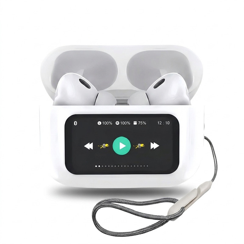 هدفون بلوتوثیTWS مدل 8455ا airpods pro screen 2024 با نمایشگر کیس شارژ، 4 حالت نویز کنسلینگ، تنظیم اکولایزر، مقاوم در برابر رطوبت و عرق، بلوتوث و USB Type-C
