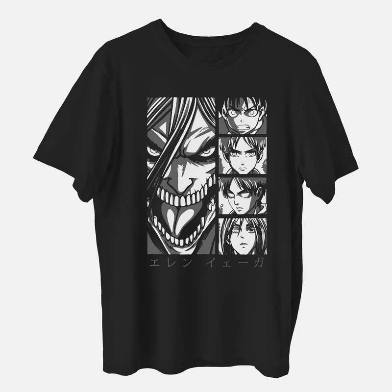 تی شرت آستین کوتاه مردانه مدل انیمه ای اتک ان تایتان