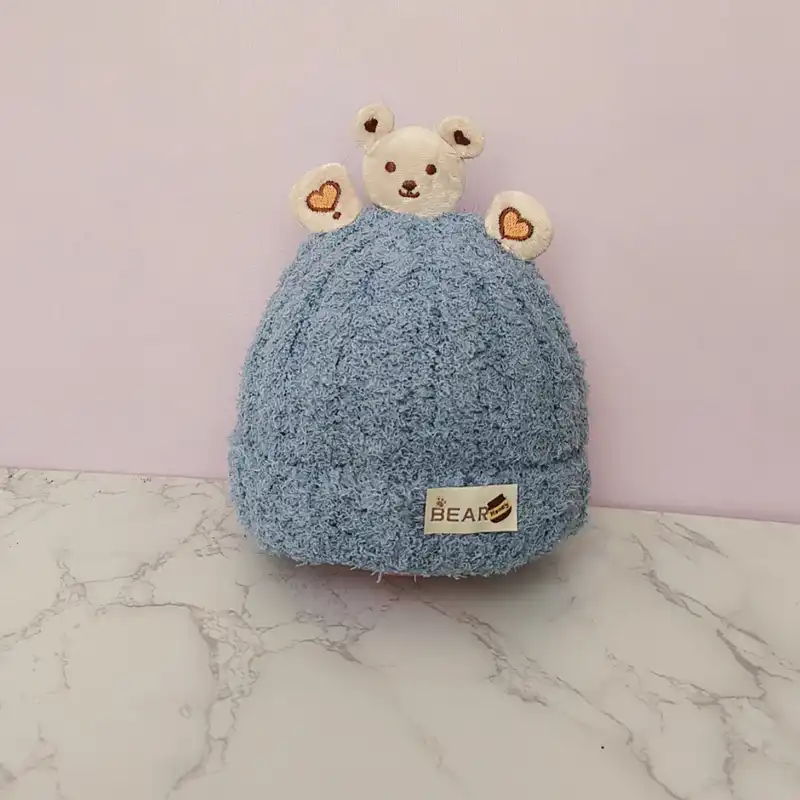 کلاه بافتنی بچگانه مدل عروسک دار کد 002