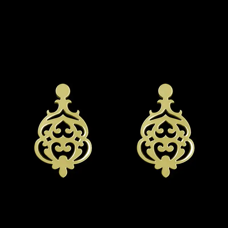 گوشواره طلا 18 عیار زنانه مدوپد مدل هندسی کد GA1-15185